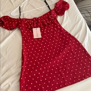 Red & white polka dot dress